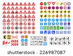 Set of road sign. collection of warning, priority, prohibitory, mandatory... traffic symbol. european and american style design. vector art image illustration, isolated on white background 