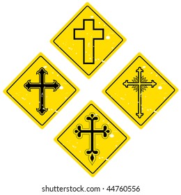 set of road sign with different crosses