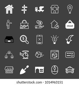 set of road sign, house, concrete, location, direction, bag, business, box, search money, smartphone, business idea, point, hierarchy, helicopter, 
 website, work desk, shovel, fireplace vector icon