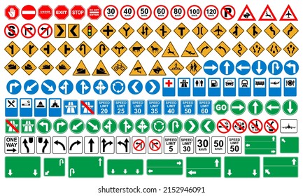 Set Road Sign Icons Traffic Signs Stock Vector (Royalty Free ...