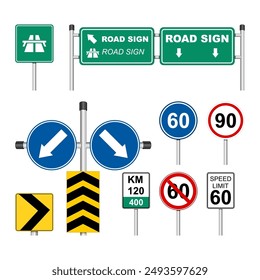 Set of road sign icons Traffic signs on white background