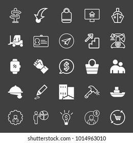 set of road sign, point, bag, estate online, ship, cargo, male badge, chat, up stairs, retro phone, watch, hand, dollar, bag, people, hotel service, pencil, building, hammer, user setting vector icon