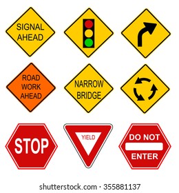 Set of road signs. 