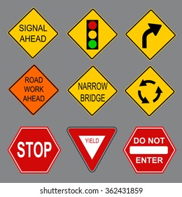 Set of road signs. 