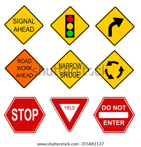 Set of road signs. 