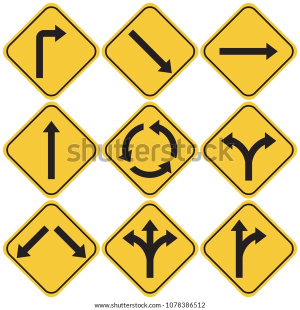 Set Road Signs Arrows Stock Vector (royalty Free) 1078386512