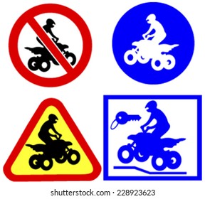 Set of road signs for ATV traffic / vector