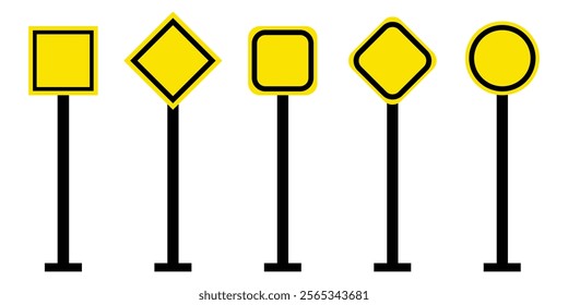 Set of road signs. Blank street traffic and road signs vector set isolated. Collection of sign road, signpost and guidepost for transport. Mockup template for your design. Street traffic sign. Eps 10