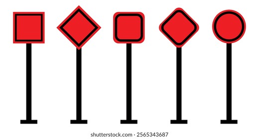 Set of road signs. Blank street traffic and road signs vector set isolated. Collection of sign road, signpost and guidepost for transport. Mockup template for your design. Street traffic sign. Eps 10