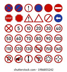 Set of road signs, design isolated vector icons.
