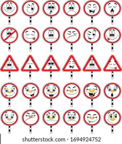 Set of road signs with different emotions.