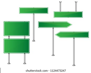 Set Road Signs Green Isolated On Stock Vector (Royalty Free) 1124473247 ...