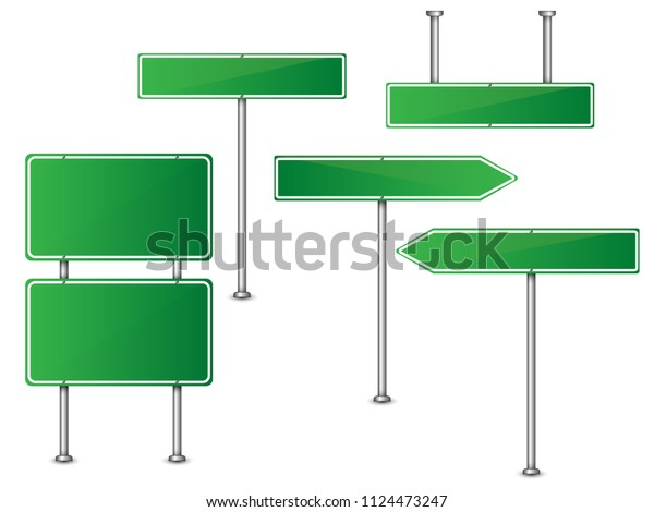 Set Road Signs Green Isolated On Stock Vector (Royalty Free) 1124473247 ...