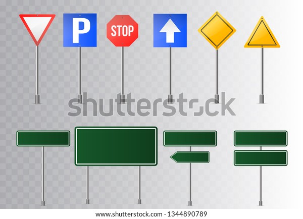 Set Road Signs Green Traffic Signs Stock Vector (Royalty Free ...