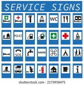 A set of road signs indicating the service.