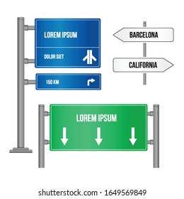 Set of road signs isolated