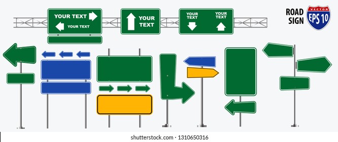 Set of road signs isolated, for brochure, flyer, cover book and other printing design-eps vector