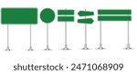 Set of road signs isolated on a white background. Green traffic signs. vector illustration