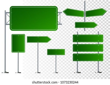 Set of road signs isolated on transparent background. Vector illustration EPS 10