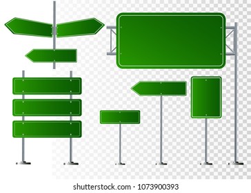 Set of road signs isolated on transparent background. Vector illustration EPS 10