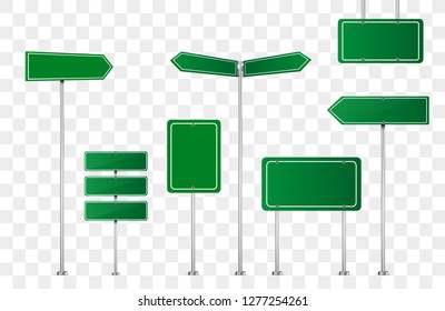 Set of road signs isolated on transparent background. Vector illustration.