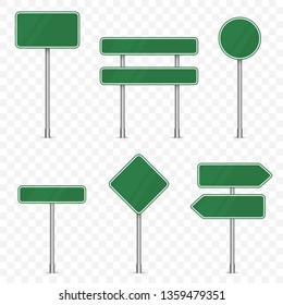 Set of road signs isolated on transparent background. Vector illustration.