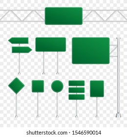 Set of road signs isolated on transparent background. Vector stock illustration