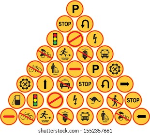 Set of road signs isolated on white background. Vector illustration