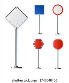 Satz von Straßenschildern einzeln auf weißem Hintergrund. Vektorgrafik .