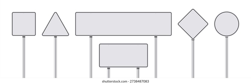 Set of road signs isolated on a white background. White traffic signs. vector 10 eps.