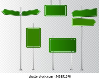 Set of road signs isolated on transparent background. Vector illustration.