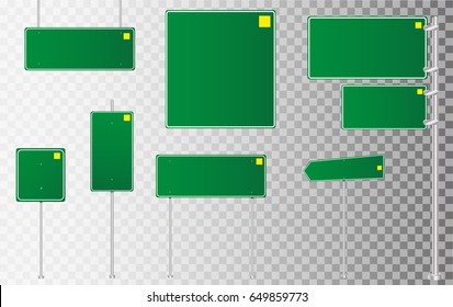 Set of road signs isolated on transparent background. Vector illustration.
