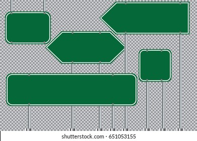 Set of road signs isolated on transparent background. Vector illustration.