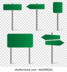 Set of road signs isolated on transparent background. Vector illustration.