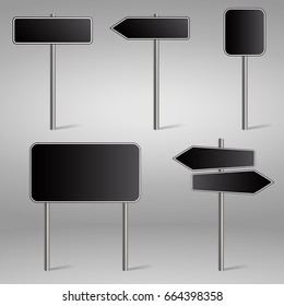 Set of road signs isolated on white background. Vector illustration.