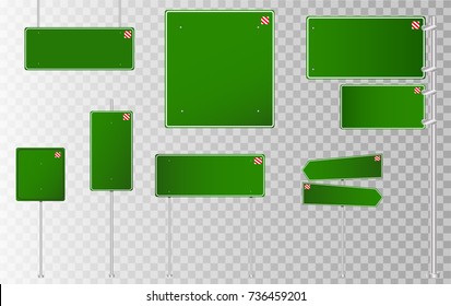 Set of road signs isolated on transparent background. Vector illustration.
