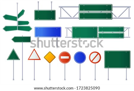Set of road signs isolated on white background. Vector illustration