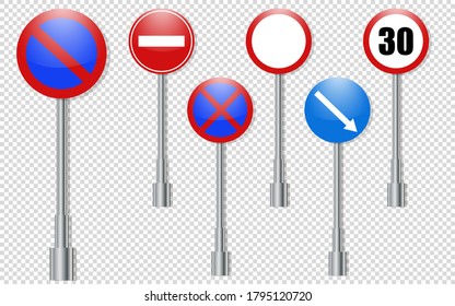 Set of road signs on a transparent background eps10 vector illustration