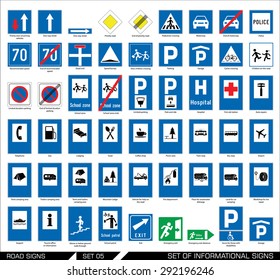 Set of road signs. Signboards. Collection of mandatory traffic signs. Vector illustration. 