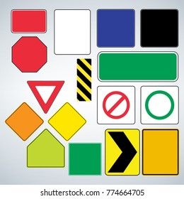 Set of road signs templates. Make your own road sign.