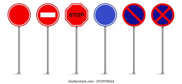 Set of road signs, Traffic signs on white background