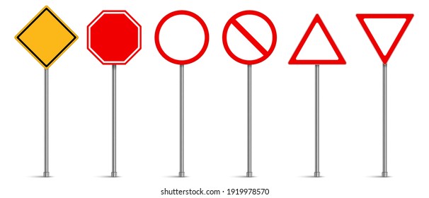 Set of road signs, Traffic signs on white background