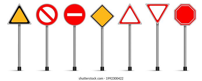 Set of road signs, Traffic signs on white background
