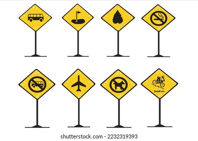Set of road signs, Traffic signs on white background