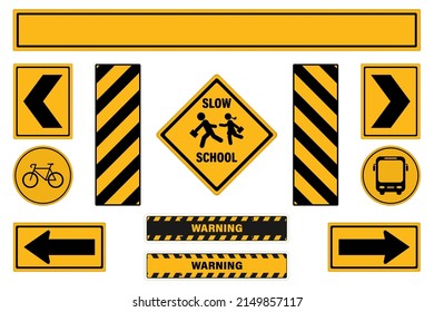 Set of road signs. Traffic signs. Pedestrians road signs. Warning signs.