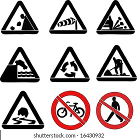Set of Road Signs Triangle Vectors
