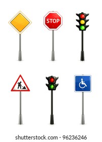 Set of road signs, vector