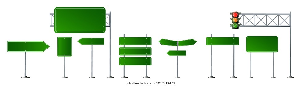 Set of road signs. Vector illustration isolated on a white background. EPS 10