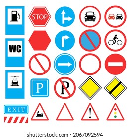 Set of road signs. Vector illustration