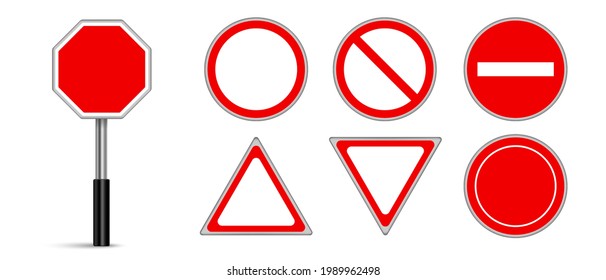 Set of road signs vector, Traffic signs on white background